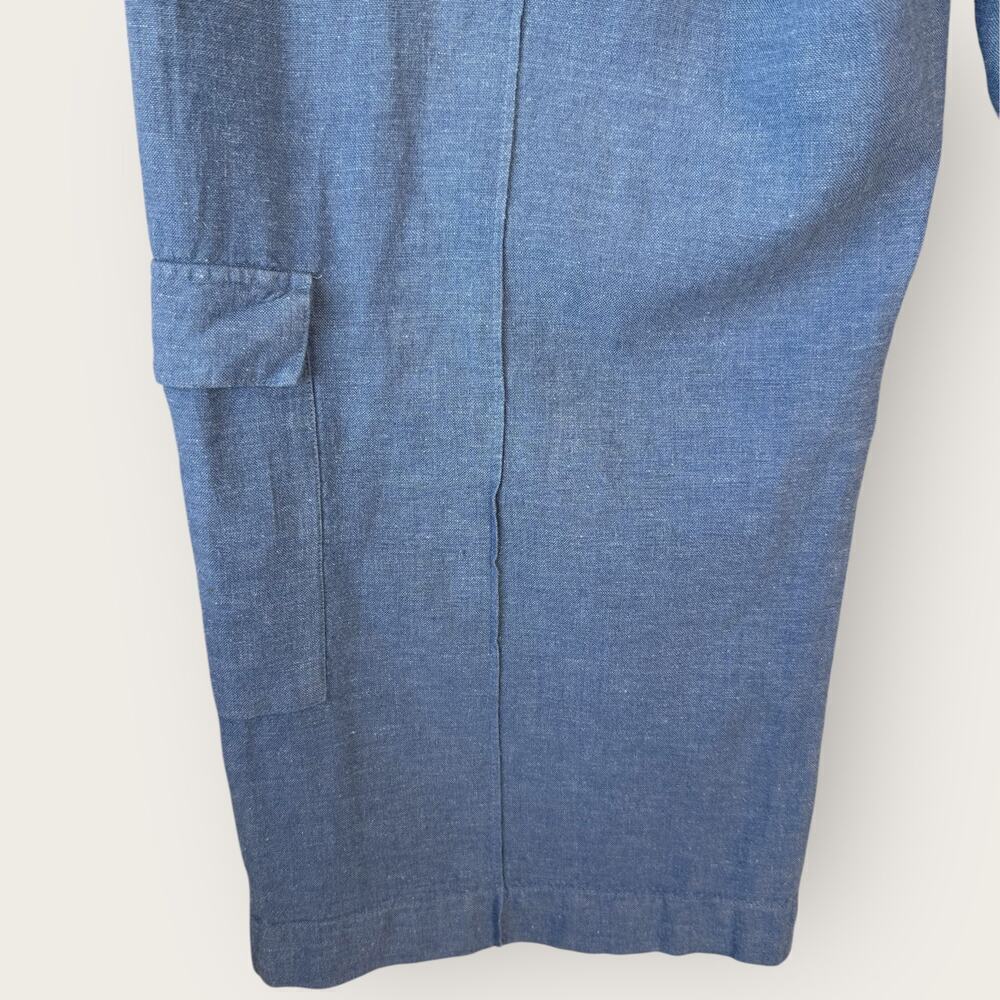 Coldwater Creek Vintage Linen Blend Cargo Crop Wide Leg Pants Pullon Size L Blue - Picture 10 of 14